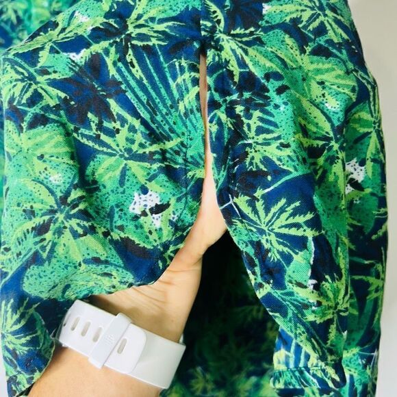 Ellos Blue Green Leaf Tropical Tank Dress Plus - Picture 8 of 9